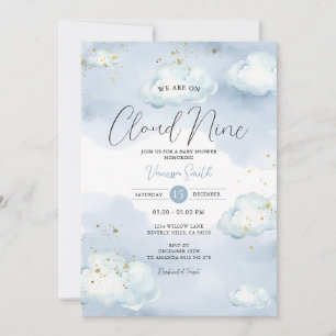 Invitation Nous Sommes Sur Cloud Neuf Baby shower Bleu Partie