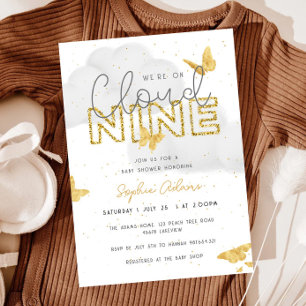Invitation Nous Sommes Sur Cloud Neuf Baby shower De Papillon
