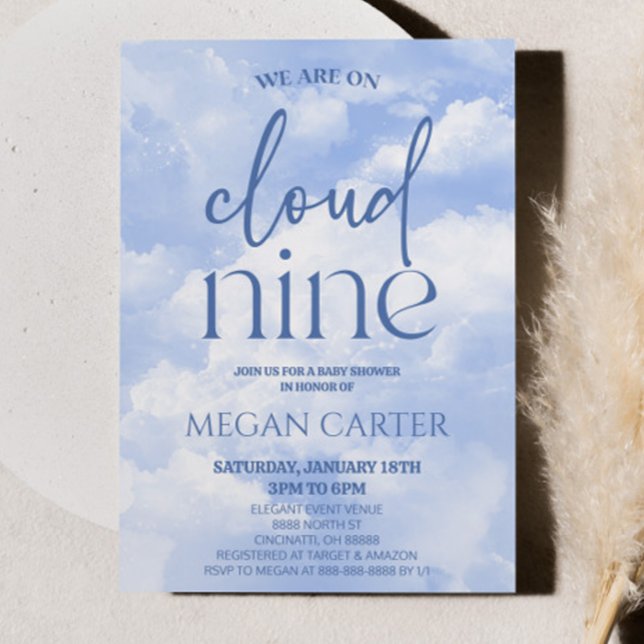 Invitation Nous Sommes Sur Le Baby shower Nuage Neuf Nuages É (Créateur téléchargé)