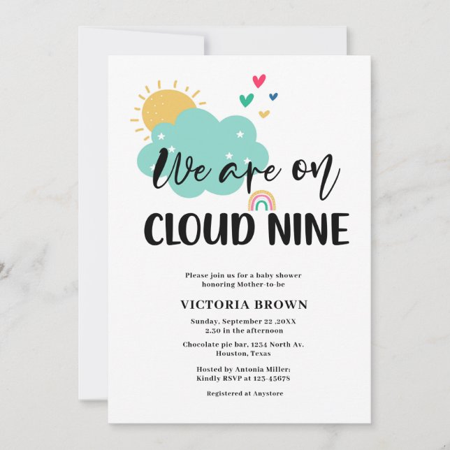 Invitation Nous sommes sur l'invitation de Baby Shower Cloud  (Devant)