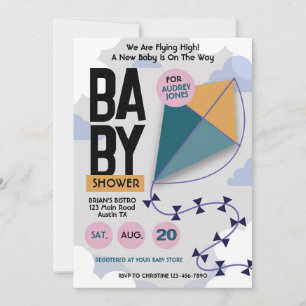 Invitation Nous Volons Haut Fête de Bébé Cerf-Volant Mignon