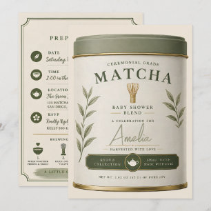 Invitation Nous vous aimons tellement Matcha Baby Shower Sage