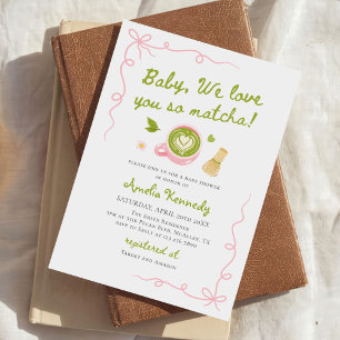 Invitation Nous Vous Aimons Tellement Matcha Baby Shower Thé 