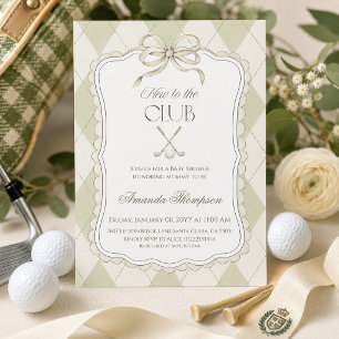 Invitation Nouveau au Club Vert Sauge Fête Prénatale de Golf