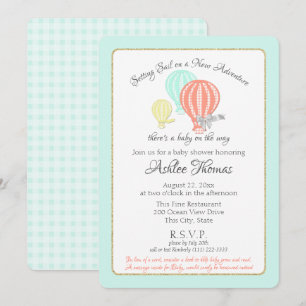 Invitation Nouveau Baby shower Adventure Hot Air Balloons