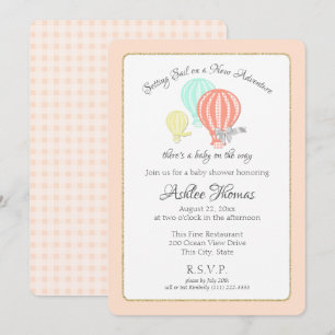 Invitation Nouveau Baby shower Adventure Hot Air Balloons