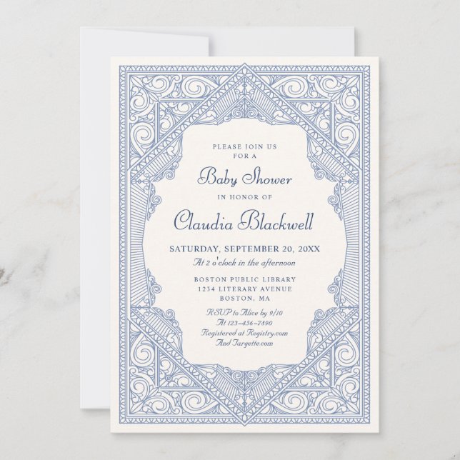 Invitation Nouveau Baby shower de livre pour garçons (Devant)