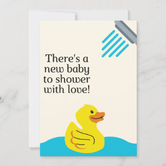 Invitation Nouveau bébé à douche avec amour - Eau bleue