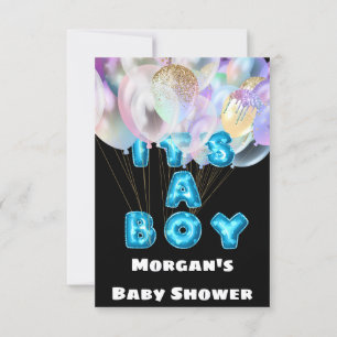 Invitation Nouveau bébé douche C'est un garçon Bleu Ballons N
