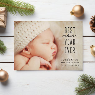 Invitation Nouveau bébé meilleur nouvel an jamais moderne pho