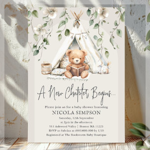 Invitation Nouveau chapitre Boho Bear Baby shower neutre