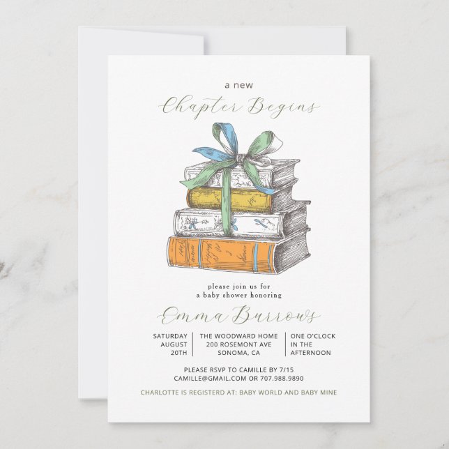 Invitation Nouveau Chapitre Commence Baby Shower (Devant)
