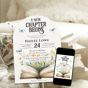 Invitation Nouveau chapitre commence Baby shower Fleur sauvag