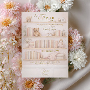 Invitation Nouveau Chapitre Commence Livre de Contes Rose Fil