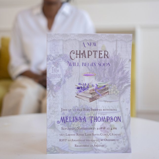 Invitation Nouveau chapitre Début Lavender Bouquet Baby showe (Créateur téléchargé)