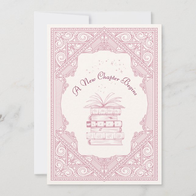 Invitation Nouveau chapitre Livre Baby shower fille (Dos)