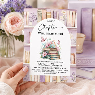 Invitation Nouveau Chapitre Poetcore Rose Fille Livre Baby Sh