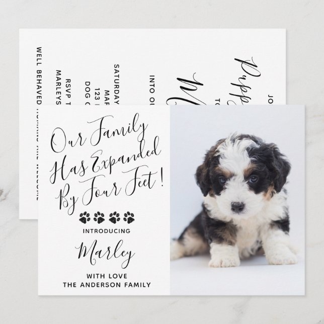Invitation Nouveau chien animal de compagnie chiot douche (Devant / Derrière)