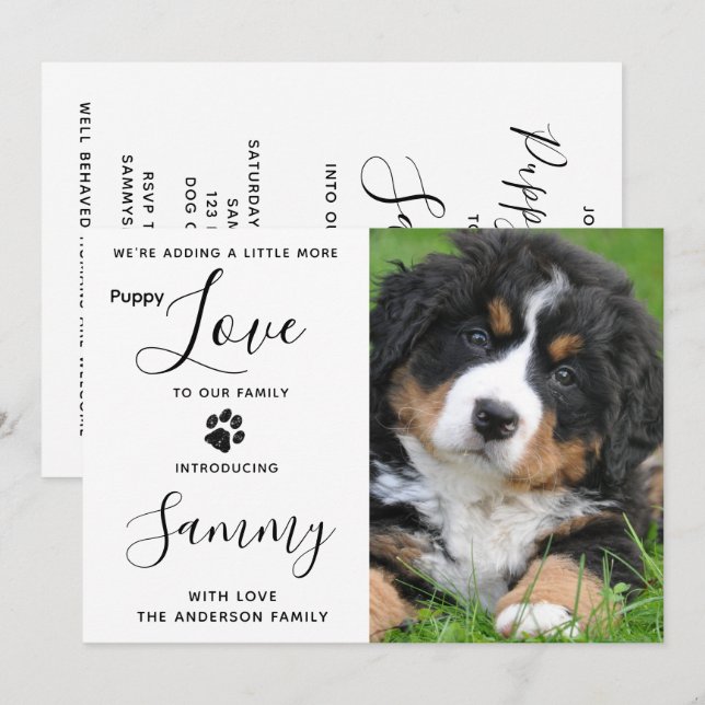 Invitation Nouveau chien animal de compagnie chiot douche (Devant / Derrière)