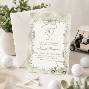 Invitation Nouveau dans le Club Golf Cart Baby Shower