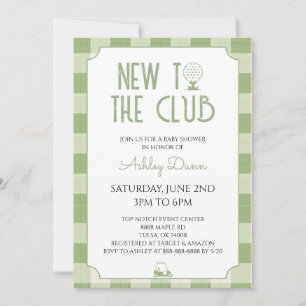 Invitation Nouveau Dans Le Club Sage Vert Golf Fête Prénatale