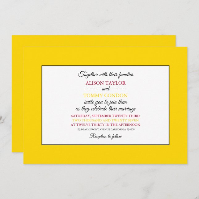 Invitation Nouveau drapeau mexicain, drapeau du Mariage du No (Devant / Derrière)