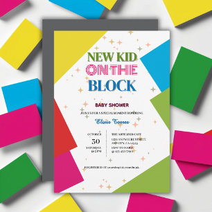 Invitation Nouveau Gamin dans le Bloc Fête de Naissance Color