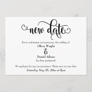 Invitation Nouveau Mariage repoussé à la nouvelle date Faire-