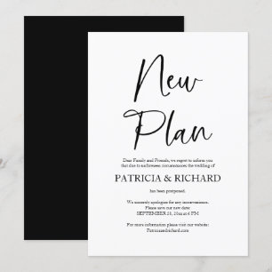 Invitation Nouveau plan simple d'annonce de report de mariage