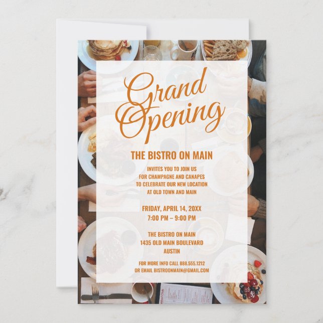 Invitation Nouveau restaurant Grand Ouverture| Bistro (Devant)