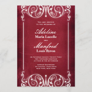 Invitation Nouveau Victorian : Mariage rouge et blanc