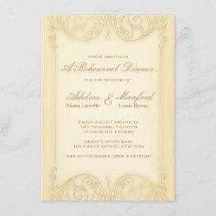 Invitation Nouveau Victorian Pale Gold Soir de répétition