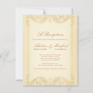 Invitation Nouveau Victorien : Mariage de fantaisie or pâle