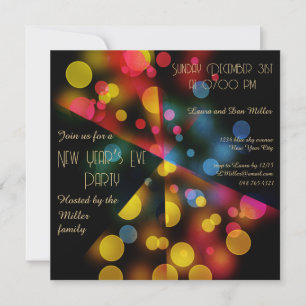 Invitation nouvel an 2025 avec des bulles colorées chaudes