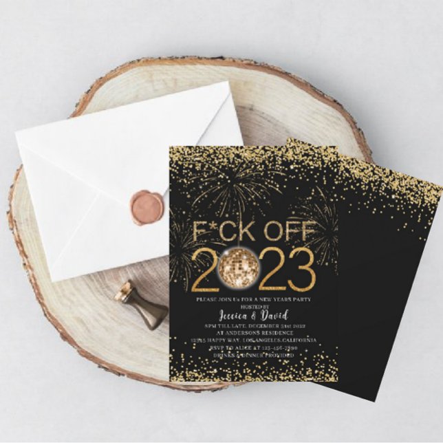 Invitation Nouvel An`s Eve Party 2024 Gold et BlackInvitation (Créateur téléchargé)