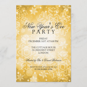 Invitation Nouvel An Sove Party Festive Bokeh Gold