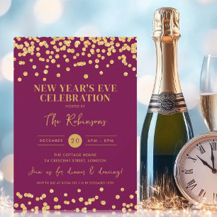 Invitation Nouvel An Sove Party Gold Parties scintillant Conf