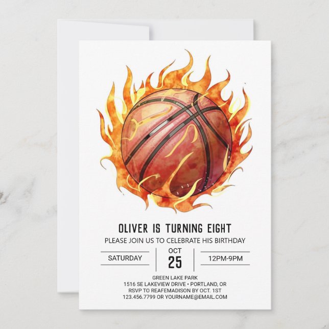 Invitation Nouvel anniversaire de basket-ball sur mesure (Devant)