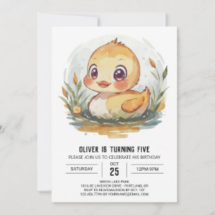 Invitation Nouvel anniversaire de canard modifiable mignon