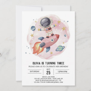 Invitation Nouvel anniversaire de l'astronaute du voyage en a