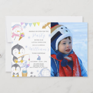 Invitation Nouvel Anniversaire De Pingouin Avec Photo