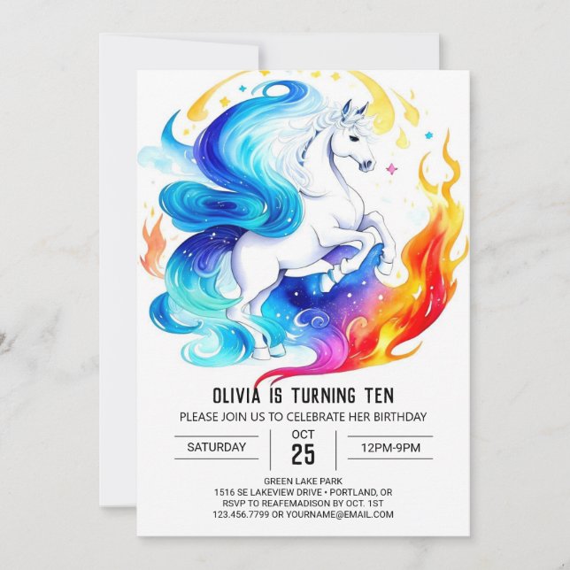 Invitation Nouvel anniversaire du joli cheval modifiable (Devant)