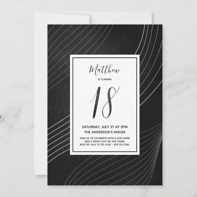 Invitation Nouvel anniversaire noir et blanc (Devant)