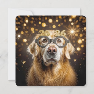 Invitation Nouvelle Année 2027 Fête Humour Retriever doré