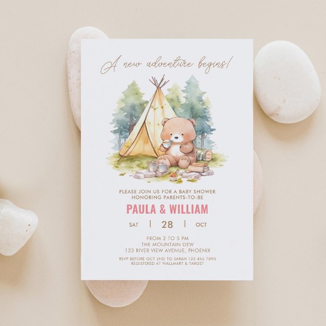 Invitation Nouvelle aventure Happy Camper Baby Girl Shower In (Créateur téléchargé)
