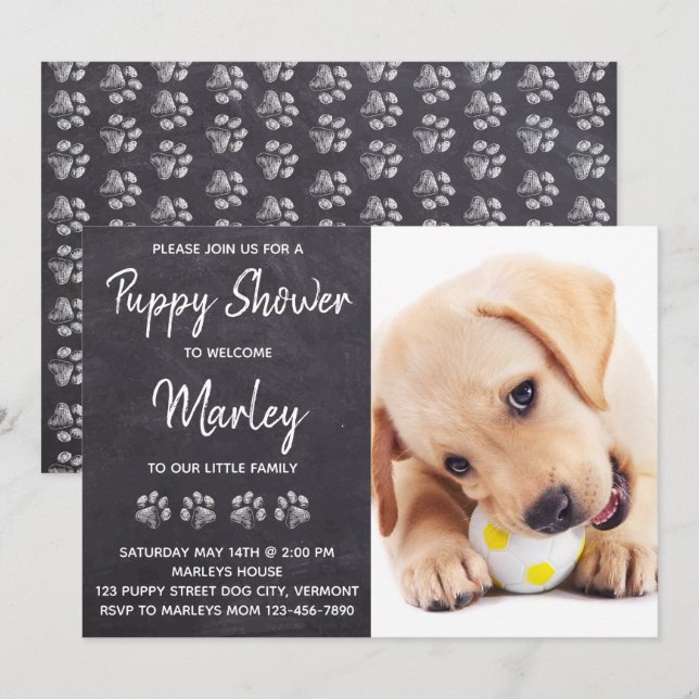 Invitation Nouvelle douche rustique à chiots pour chien de co (Devant / Derrière)
