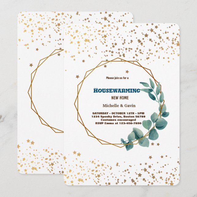 Invitation Nouvelle maison moderne automne pendaison de créma (Devant / Derrière)