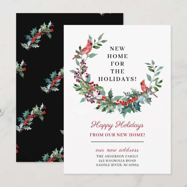 Invitation Nouvelle Maison pour les Fêtes Annonce de déménage (Devant / Derrière)