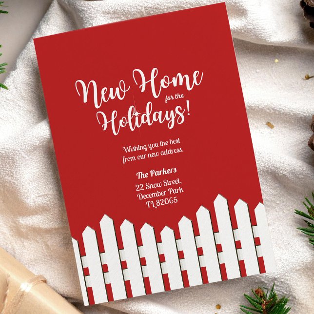 Invitation Nouvelle maison pour les fêtes clôture blanche piq (Créateur téléchargé)