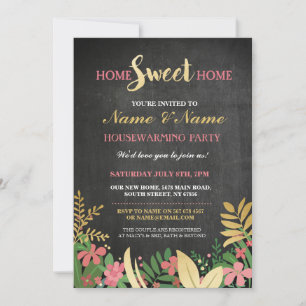Invitation Nouvelle maison Sweet House Réchauffement ChalkBoa